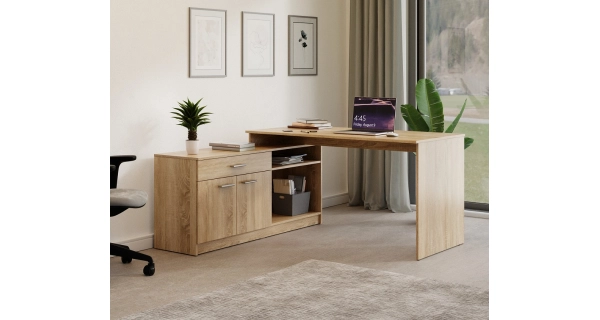 Rohový psací stůl NEJBY TURNER 01, levý, dub sonoma