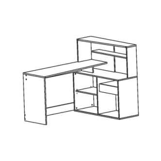 Rohový psací stůl TIJAN, pravý, dub shannon/bílý mat