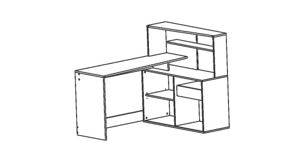 Rohový psací stůl TIJAN, pravý, dub shannon/bílý mat