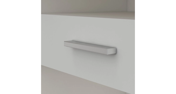 Rohový psací stůl TIJAN, pravý, dub shannon/bílý mat