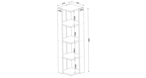 Rohový regál DUMI, bílý