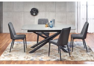 Rozkládací jídelní stůl ASIGORI, tmavě šedá/černá