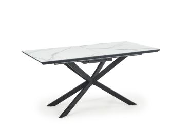 Rozkládací jídelní stůl COVE, bílý mramor/černá