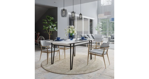 Rozkládací jídelní stůl DRILMAR, bílá