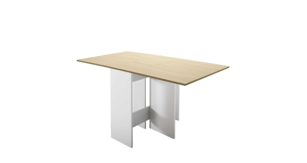 Rozkládací jídelní stůl FOLCO, dub/bílá DOPRODEJ