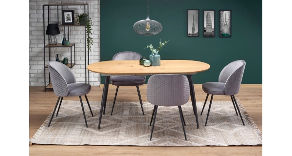 Rozkládací jídelní stůl KERSA, dub zlatý/černá