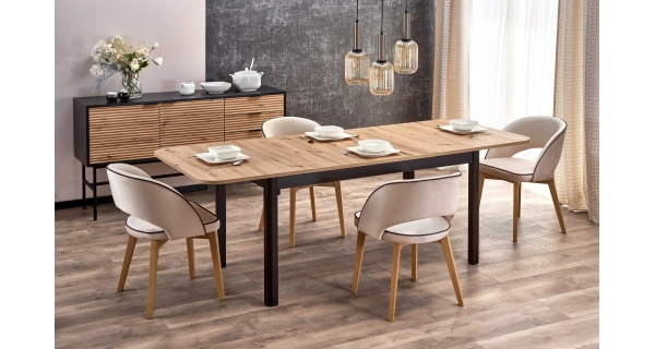 Rozkládací jídelní stůl LIZA, dub artisan/černý