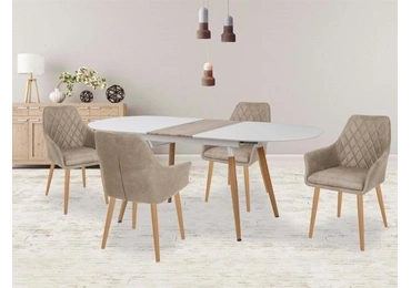 Rozkládací jídelní stůl NARVAL, bílá/dub san remo