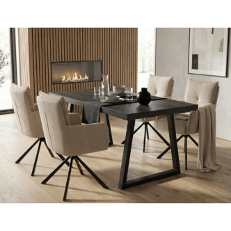 Rozkládací jídelní stůl PONTORBEL, šedý dub/černá