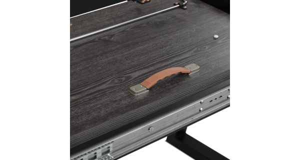 Rozkládací jídelní stůl PONTORBEL, šedý dub/černá