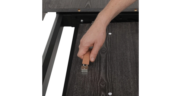 Rozkládací jídelní stůl PONTORBEL, šedý dub/černá