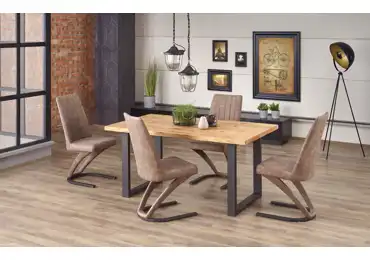 Rozkládací jídelní stůl TARHUNA, dub světlý/černá