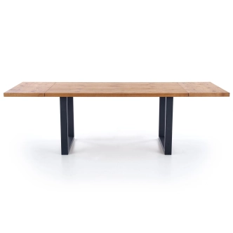 Rozkládací jídelní stůl TARHUNA, dub světlý/černá