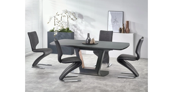 Rozkládací jídelní stůl TARUNTUS, antracit/ořech