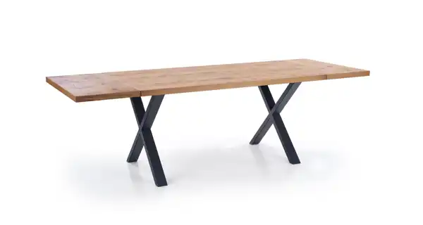 Rozkládací jídelní stůl VALLENAR, dub světlý/černá