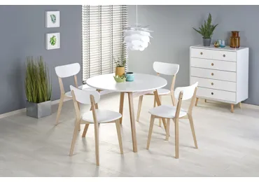 Rozkládací jídelní stůl WONCHO, bílá/dub medový