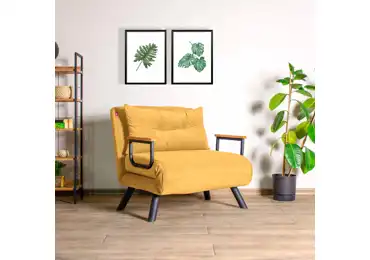 Rozkládací křeslo COMPACT, hořčicová