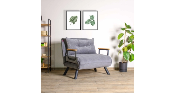 Rozkládací křeslo COMPACT, šedá