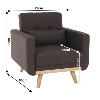 Rozkládací křeslo PRITTA, hnědá