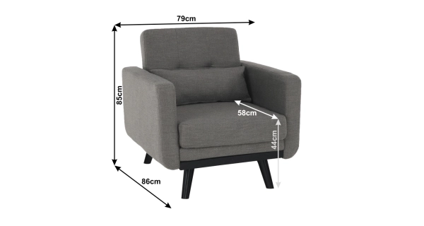 Rozkládací křeslo PRITTA, šedá