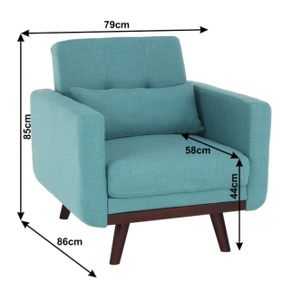 Rozkládací křeslo PRITTA, tyrkysová