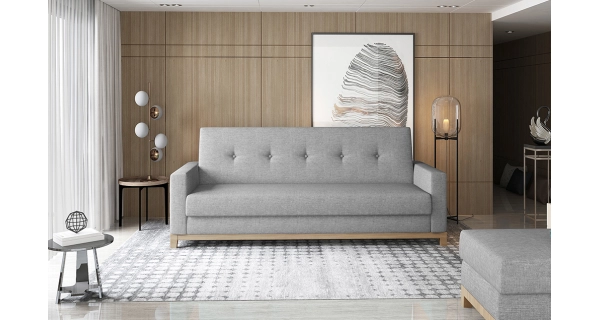 Rozkládací pohovka ALSTONI 10, buk/světle šedá látka