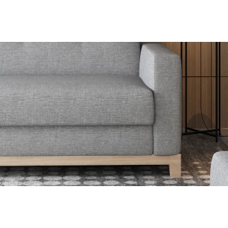 Rozkládací pohovka ALSTONI 10, buk/světle šedá látka