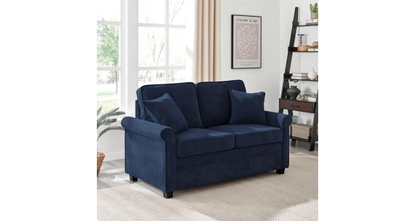 Rozkládací pohovka ELHAL, manšestrová černá látka