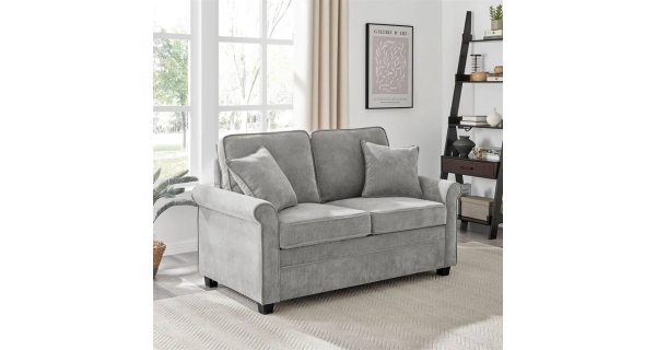 Rozkládací pohovka ELHAL, manšestrová šedá látka