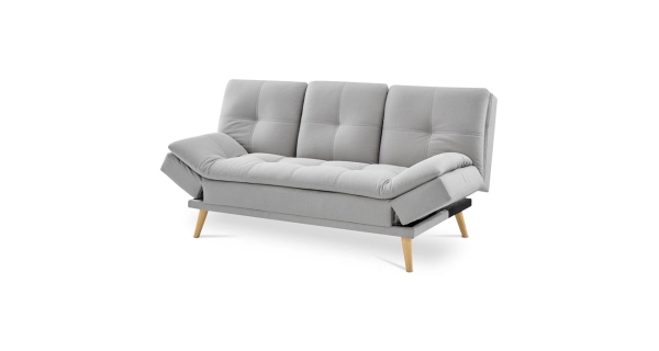 Rozkládací pohovka IVCANFEN, světle šedá látka, nohy masiv buk