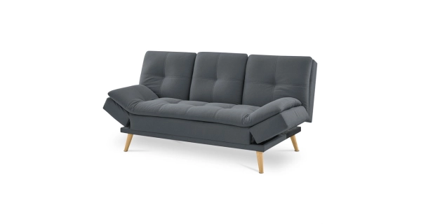 Rozkládací pohovka IVCANFEN, tmavě šedá látka, nohy masiv buk