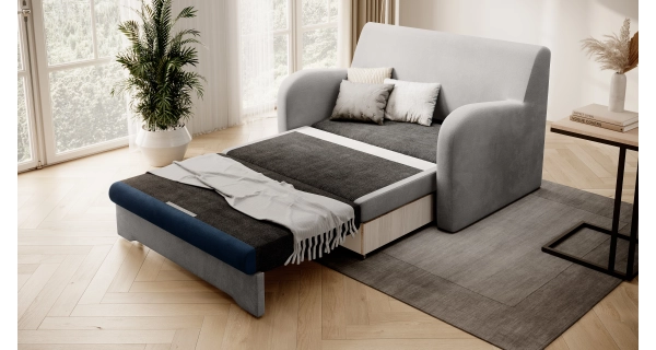 Rozkládací pohovka MERICI, světle šedá/modrá