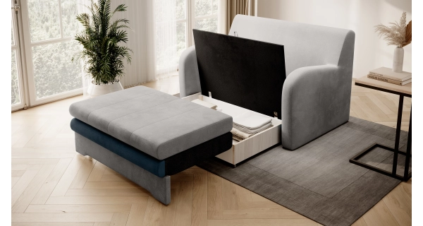 Rozkládací pohovka MERICI, světle šedá/ tmavě modrá