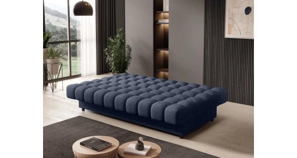 Rozkládací pohovka SOLVON s úložným prostorem, modrá látka