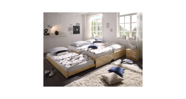 Rozkládací postel KEENAN, masiv borovice, lak