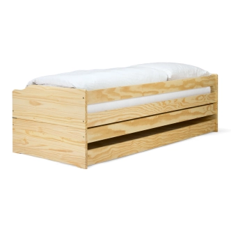Rozkládací postel KEENAN, masiv borovice, lak