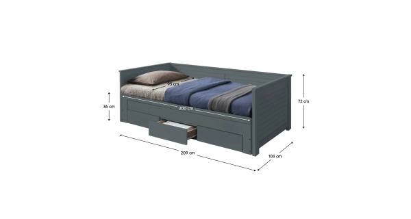 Rozkládací postel RICHENZA, šedá