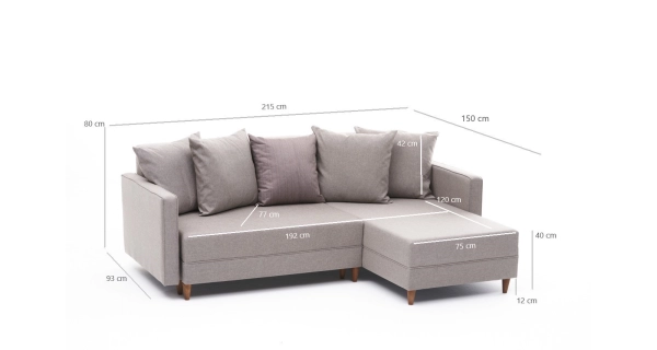 Rozkládací rohová sedačka AKELO, pravá, krémová