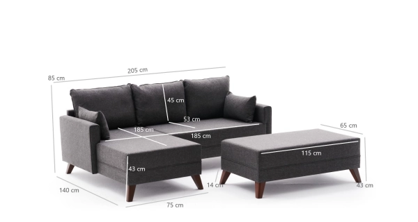 Rozkládací rohová sedačka AMARA, levá, antracit