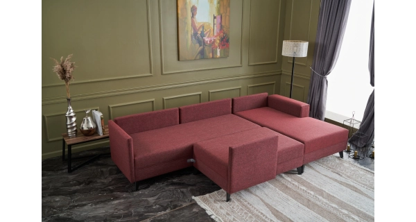 Rozkládací rohová sedačka ARGUS, claret červená