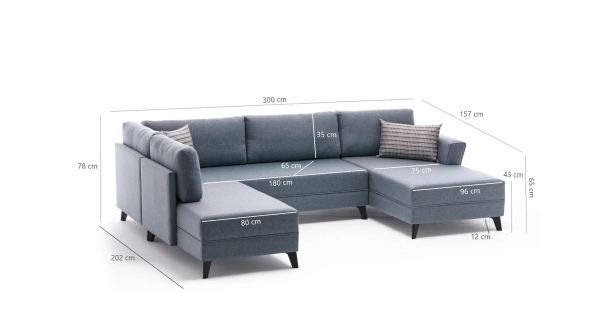 Rozkládací rohová sedačka ARGUS, modrá