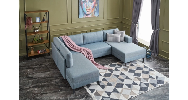 Rozkládací rohová sedačka ARGUS, modrá