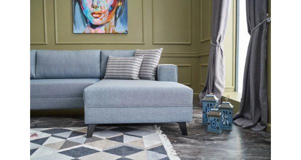 Rozkládací rohová sedačka ARGUS, modrá