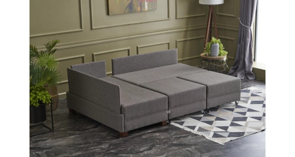 Rozkládací rohová sedačka ASPASIA, levá, hnědá