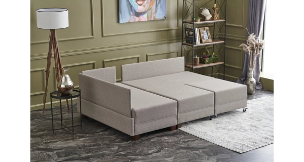 Rozkládací rohová sedačka ASPASIA, levá, krémová