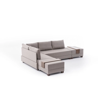 Rozkládací rohová sedačka ASPASIA, levá, krémová