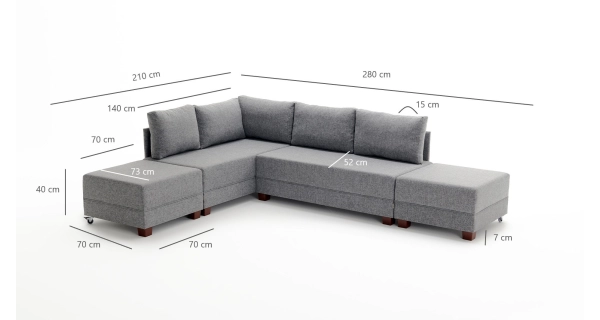 Rozkládací rohová sedačka ASPASIA, levá, krémová