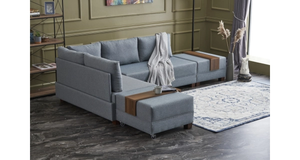 Rozkládací rohová sedačka ASPASIA, levá, modrá