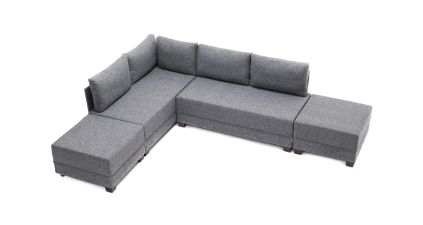 Rozkládací rohová sedačka ASPASIA, levá, šedá
