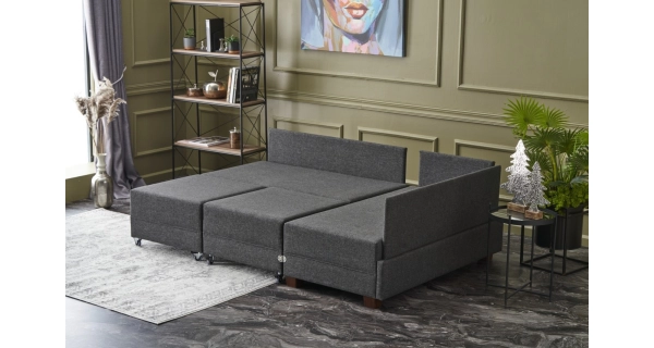 Rozkládací rohová sedačka ASPASIA, pravá, antracit